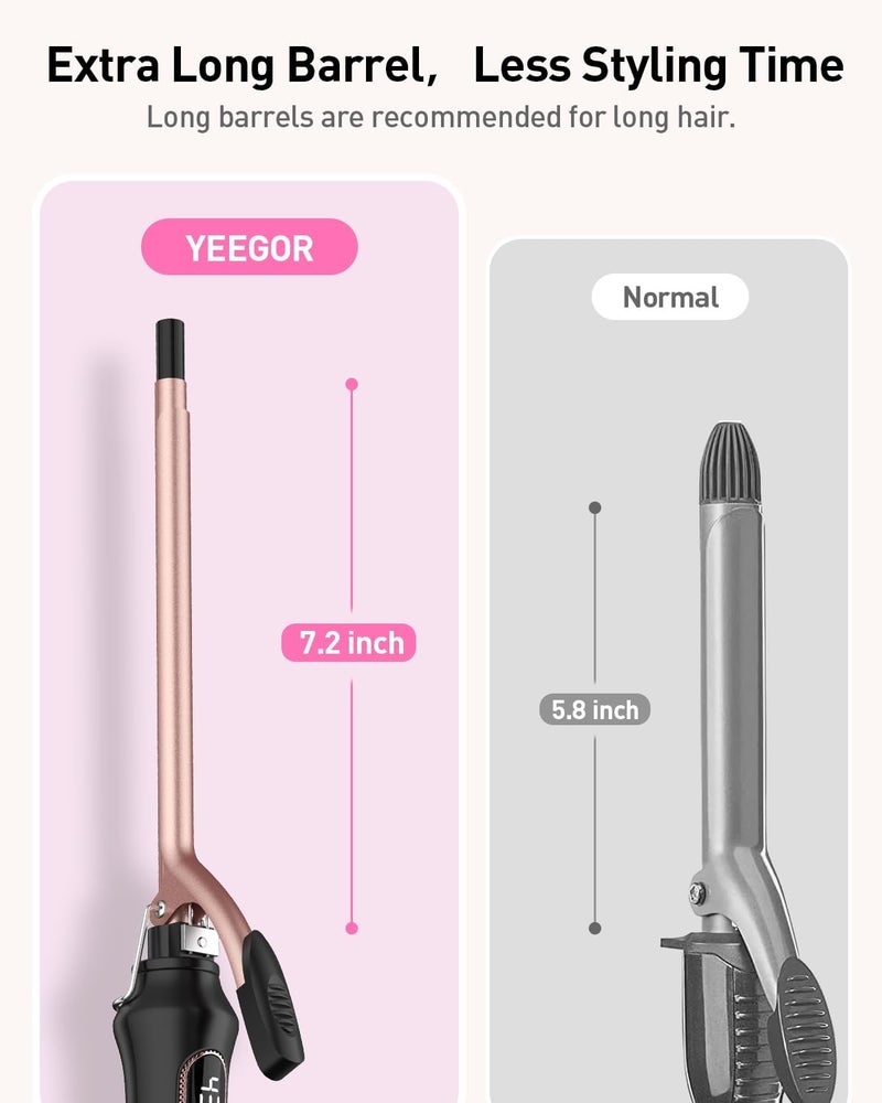 Yeegor 3/8 inch Thin Curling Iron,Extra Long Barrel Culing Wannd Ceramic,100-240V Dual Voltage Small Curling Iron for Tight Curls,12 Temps - Image 5